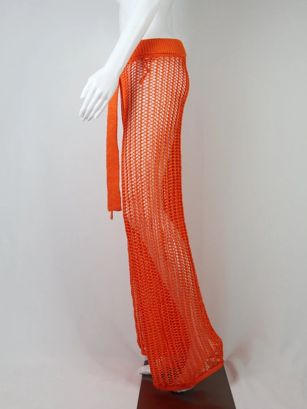 CULT GAIA | Orange Crochet Wide-Leg Cover-Up Pants with Tie Waist | Size
